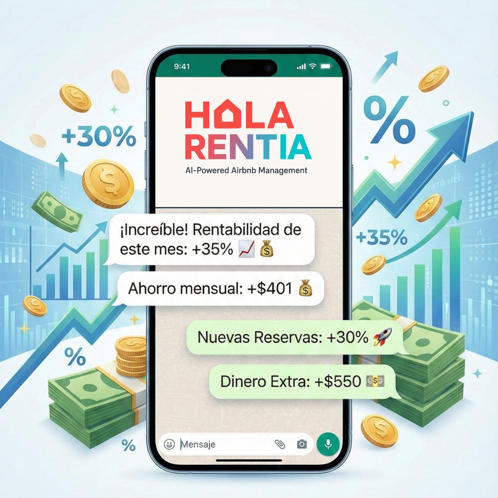 Hola Rentia – Resultados reales: +35% rentabilidad, ahorro mensual de €401 y +30% nuevas reservas